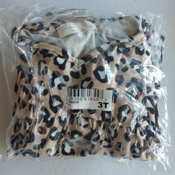 Leopard Print Baby Doll Top With Short Sleeves , Cheetah Top Girls Various NWT - Picture 11 of 16